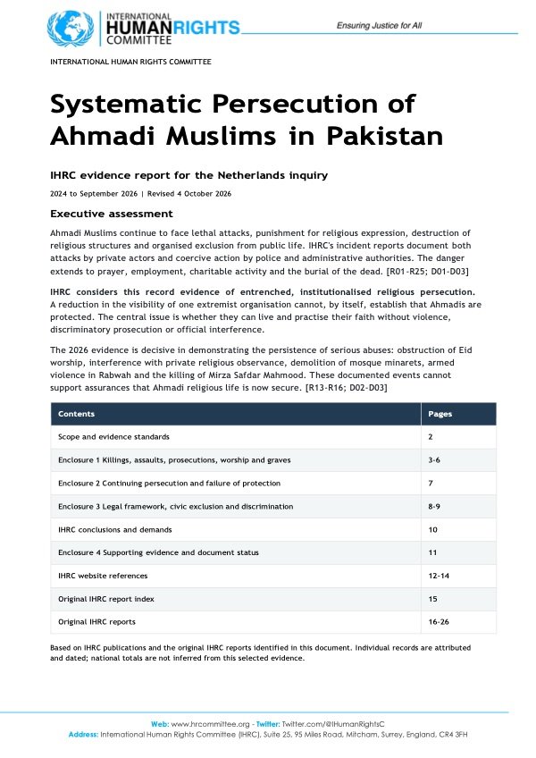 Cover of Systematic Persecution of Ahmadi Muslims in Pakistan